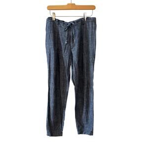 Parker Smith Lightweight Linen Trousers Blue Denim 27
